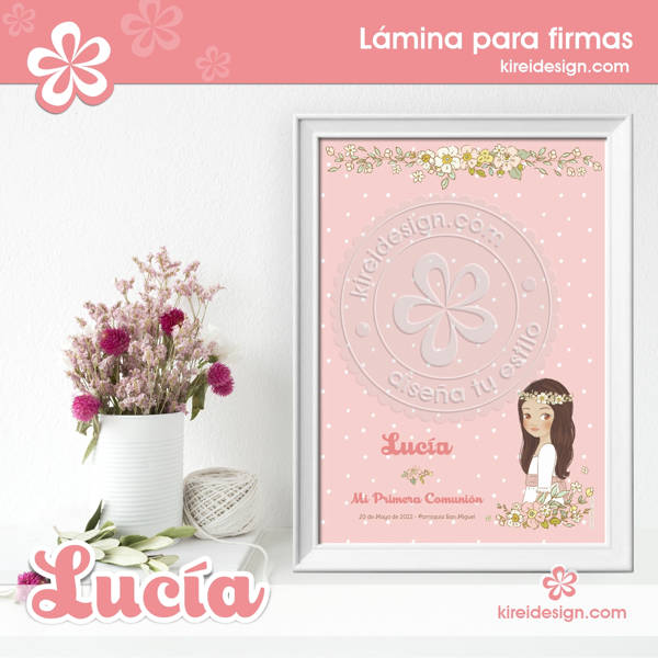 Lucía: Lámina de Firmas para Comunión